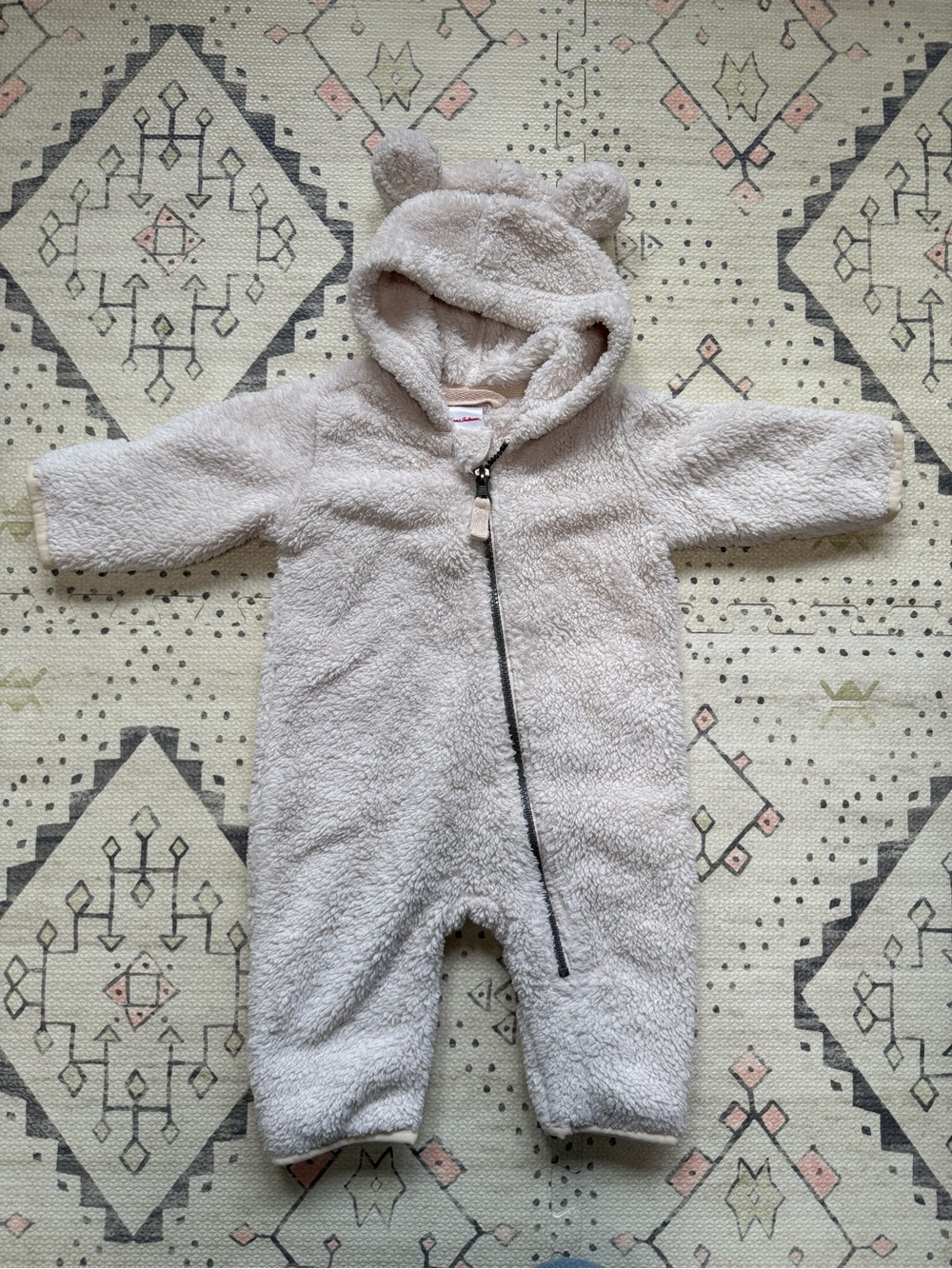 Hanna Andersson Plush Hooded One-Piece in Cream